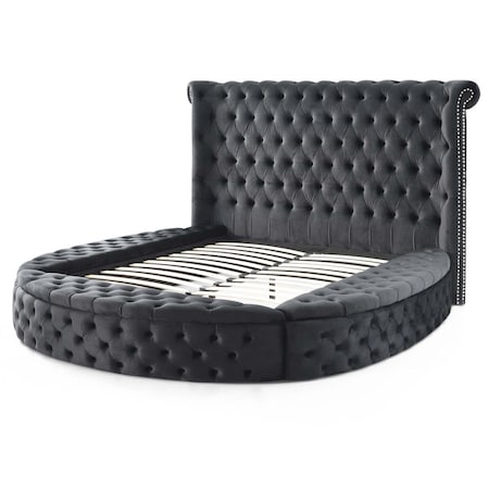 Latestluxury Elizabeth Upholstered Round Storage King Size Bed, Black LA2831292